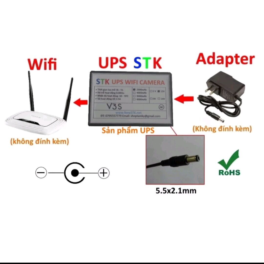 Nguồn dự phòng wifi, camera 12V - STK