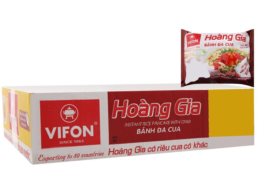 [HCM]Thùng 18 gói bánh đa cua Vifon Hoàng Gia 120g (có gói riêu cua thật)
