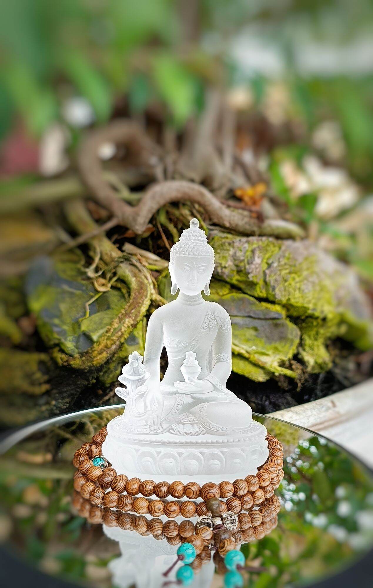 Tượng Phật Dược Sư đá Lưu Ly 12cm