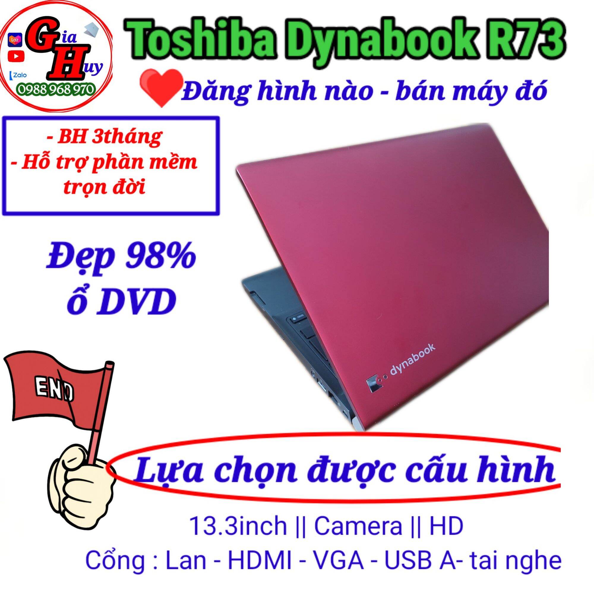 Laptop giá rẻ | Toshiba Dynabook R73 bản có DVD | i5 | Ram 8GB | SSD 256 | 13.3 inch | màu đỏ đẹp