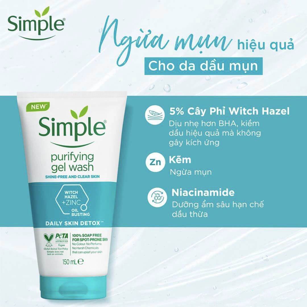 Simple Facial Cleanser 150 ml for Oily, Acne-Prone, Sensitive, and Normal Skin - 4