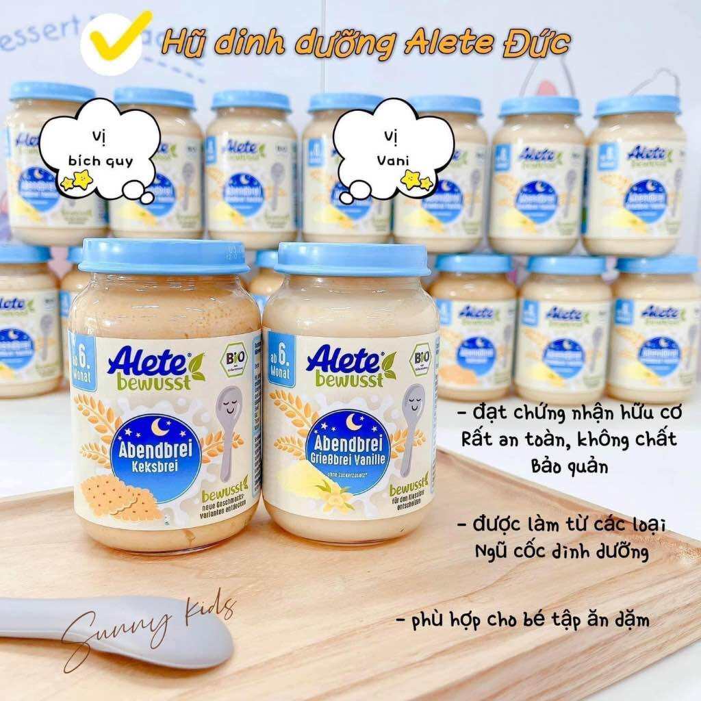 Hũ dinh dưỡng Alete 190g Đức đủ vị. 