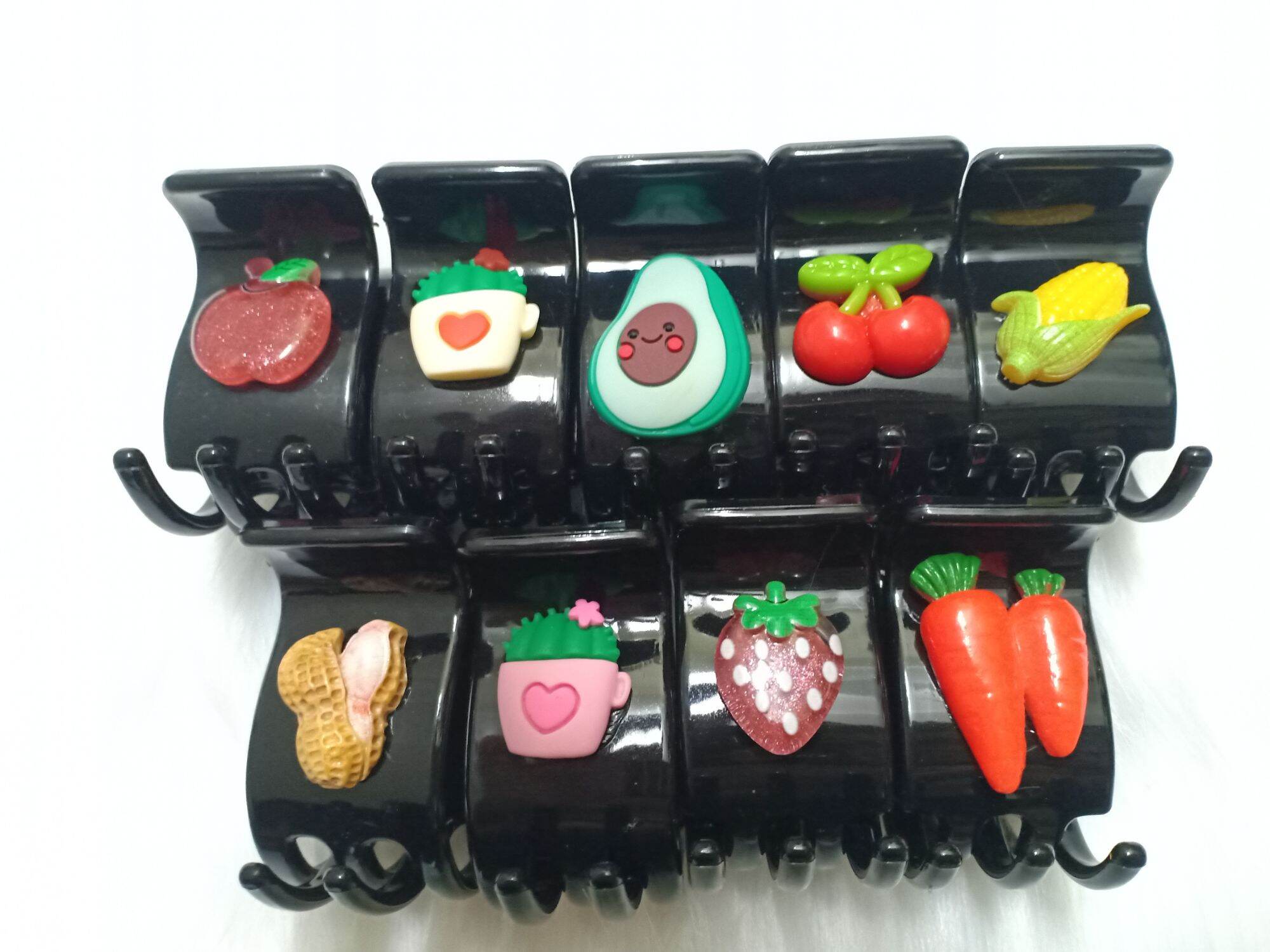 Kẹp tóc 5 răng màu đen đính charm siêu đẹp