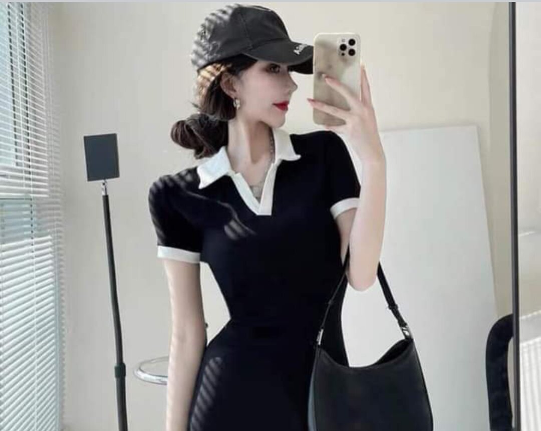 Đầm thun nữ ,cổ bẻ,đầm body polo nữ