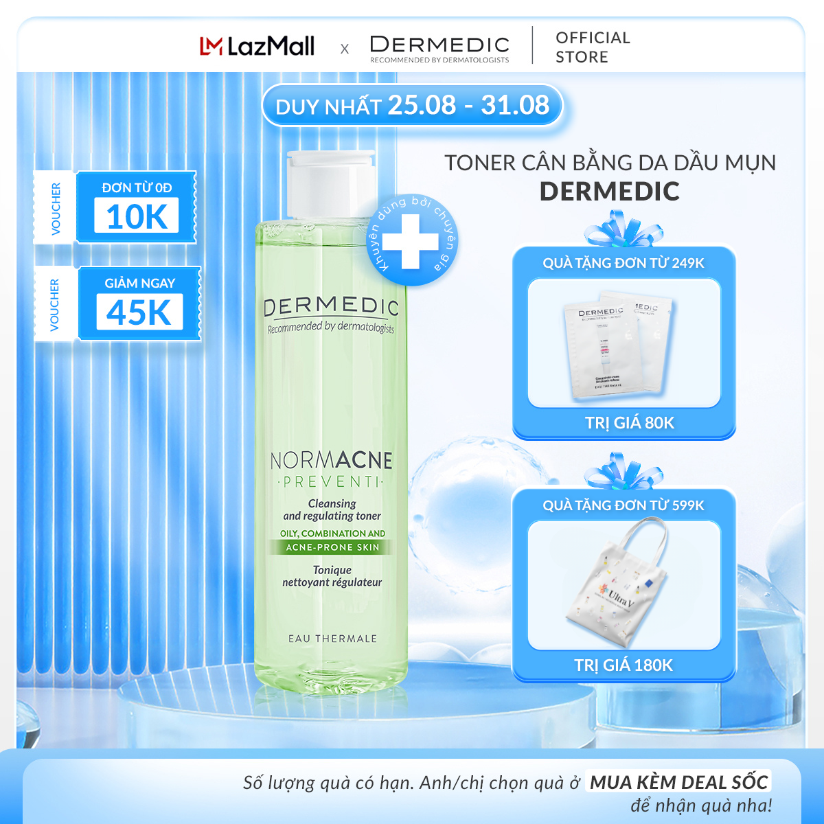 Toner làm dịu cho da dầu mụn NORMACNE Cleansing And Regulating Skin 200ml - Dermedic
