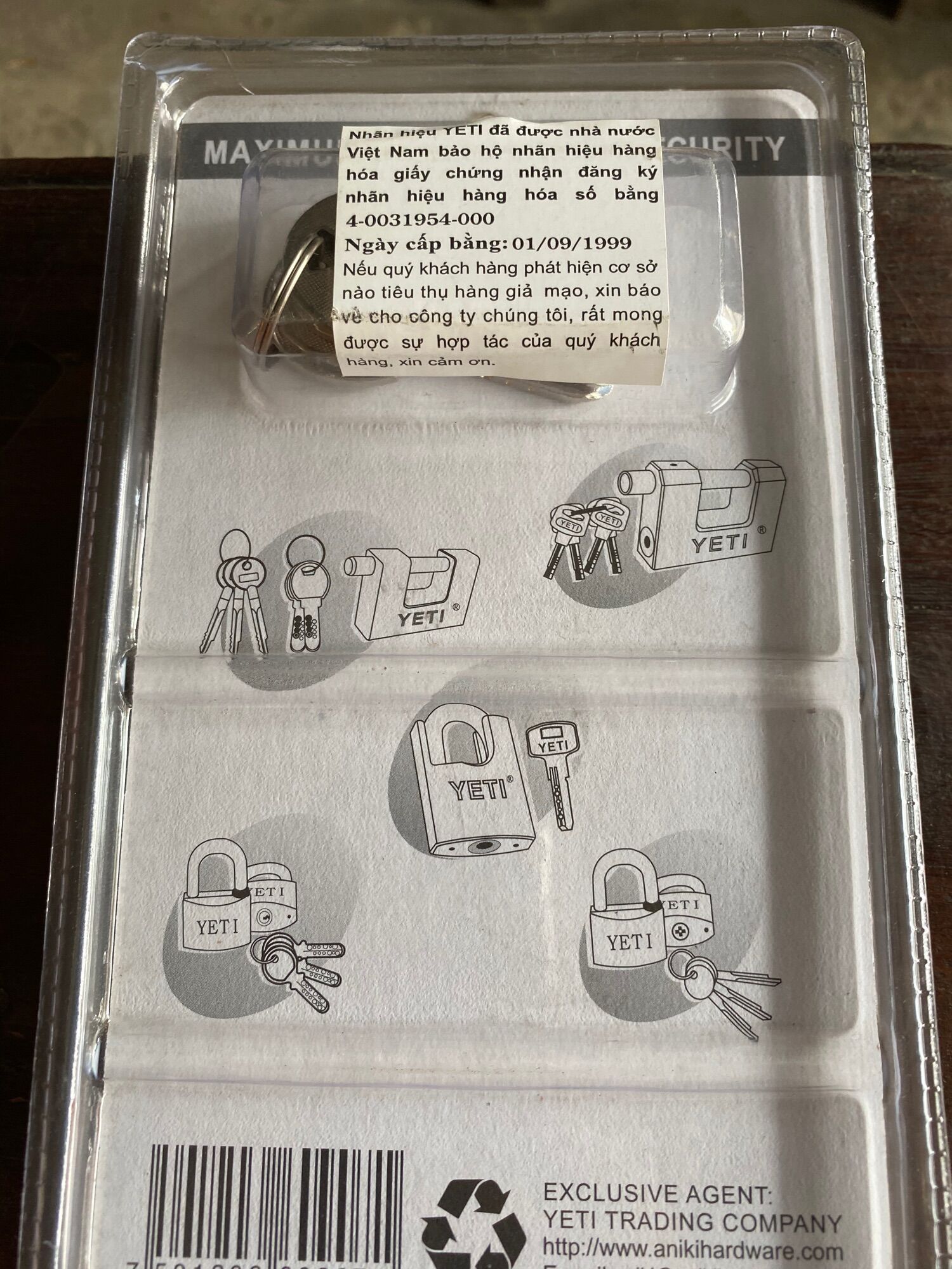 Ổ khoá chống cắt YETI 60mm