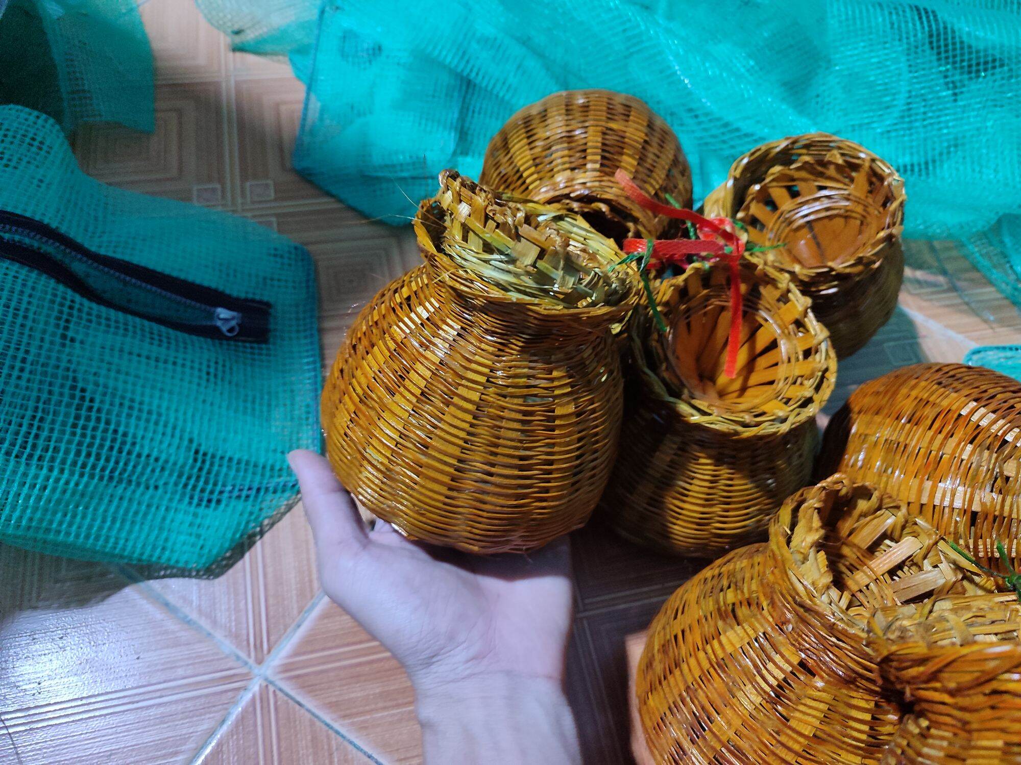 Giỏ cá trang trí,giỏ cá mây tre đan decor