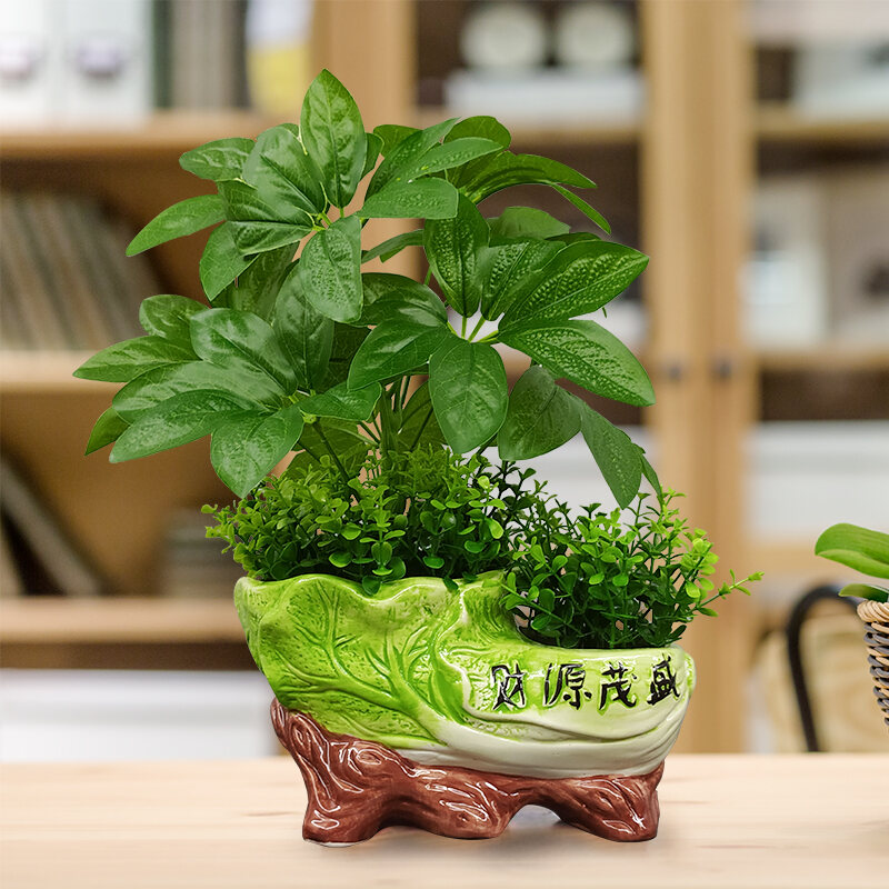 Bình Hoa Giả Trong Nhà Sáng Tạo Trang Trí Bàn Làm Việc Văn Phòng Cây Cảnh Mô Phỏng Hoa Xanh Nhỏ Tran