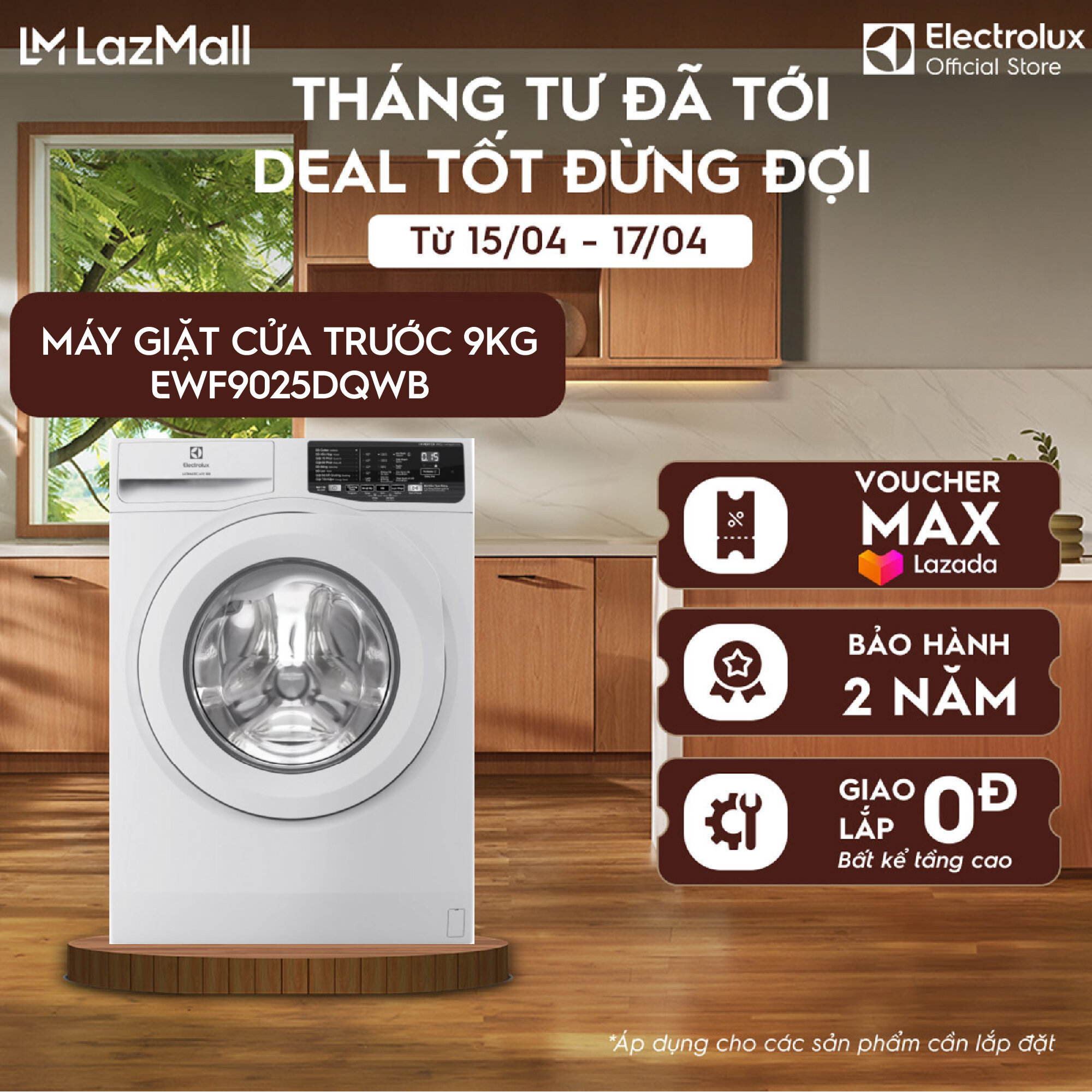 Máy giặt cửa ngang 9KG Electrolux S100 EWF9025DQWB - VapourCare diệt khuẩn hơi nước, Inverter