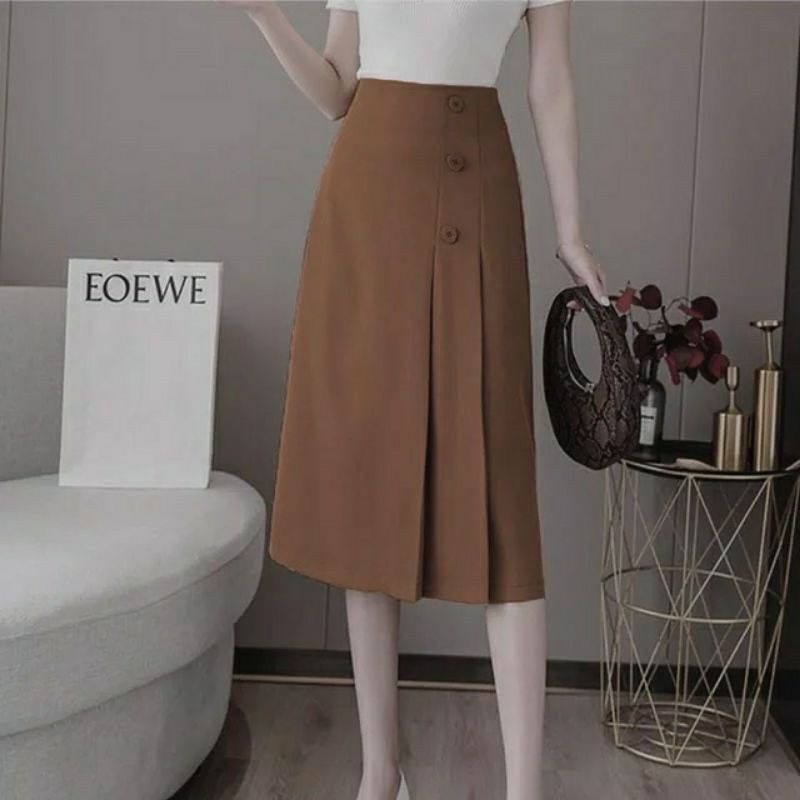 Chân váy công sở dáng dài 3 khuy khoá sau