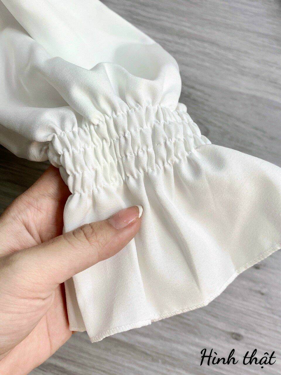 Áo sơ mi tay nhún ảnh thật siêu sang