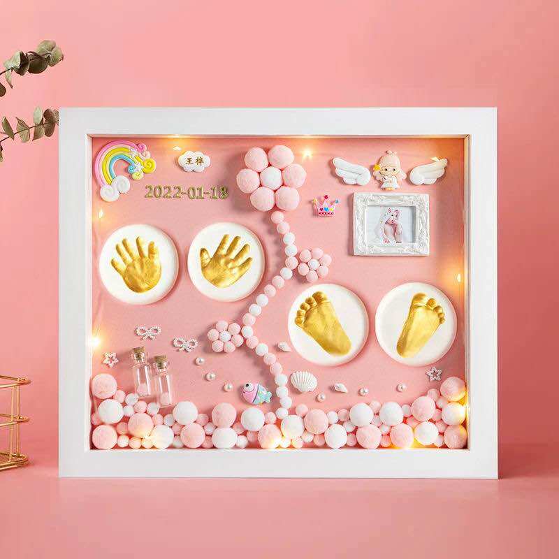 Khung in dấu chân tay cho Bé ( 34x34cm ) in ảnh bé miễn phí