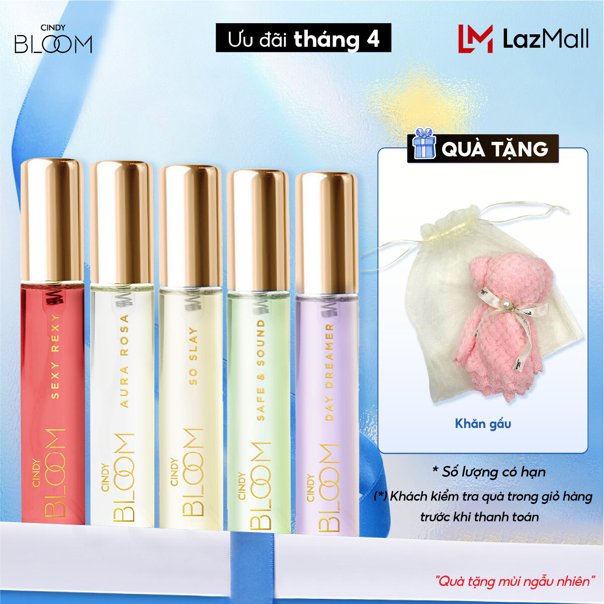 Combo 5 Chai Nước Hoa Nữ Cindy Bloom 10ml/chai: Sexy + Aura + So Slay + Safe & Sound + Dreamer