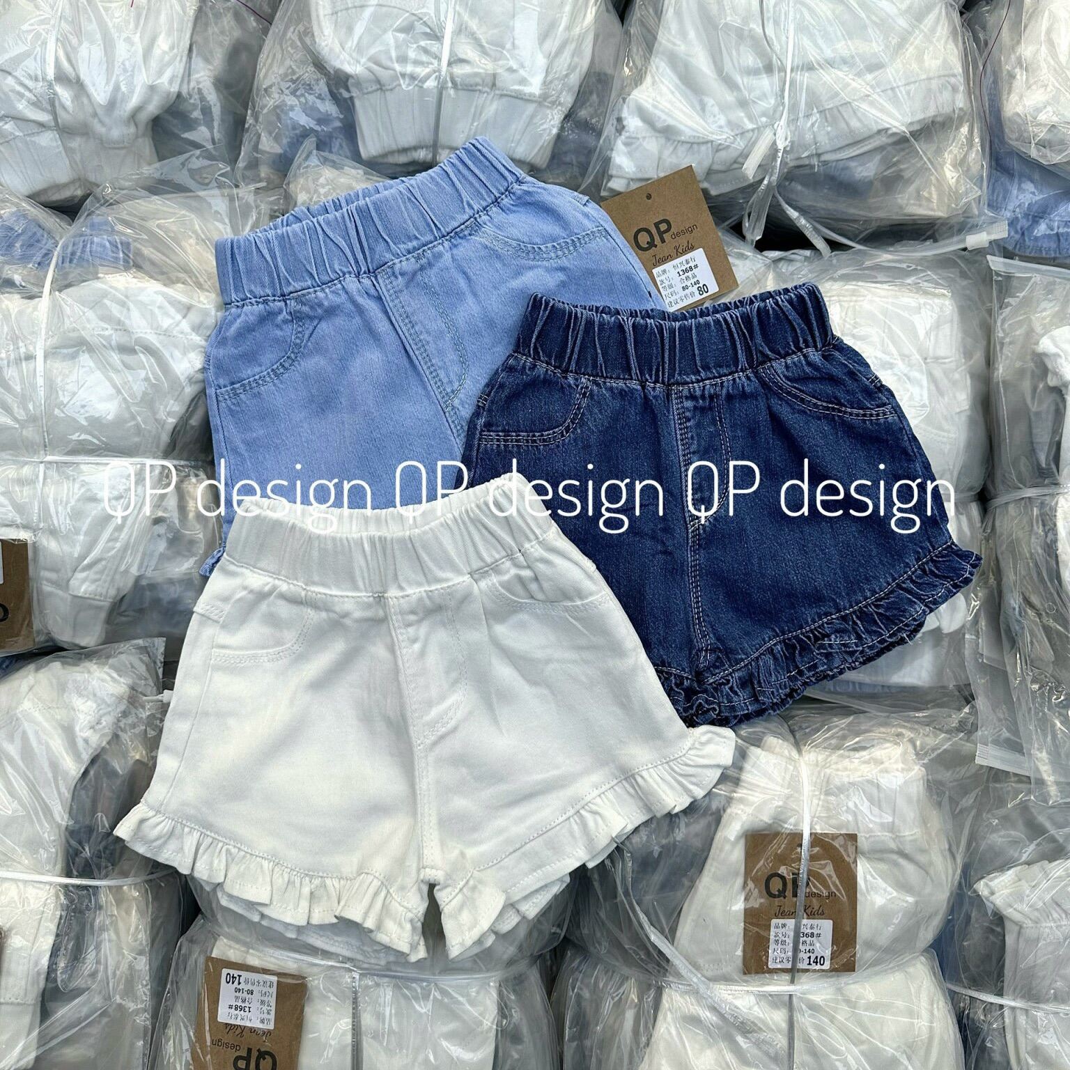 NT155 Quần short, quần đùi Jeans/kaki mềm viền bèo cho bé gái