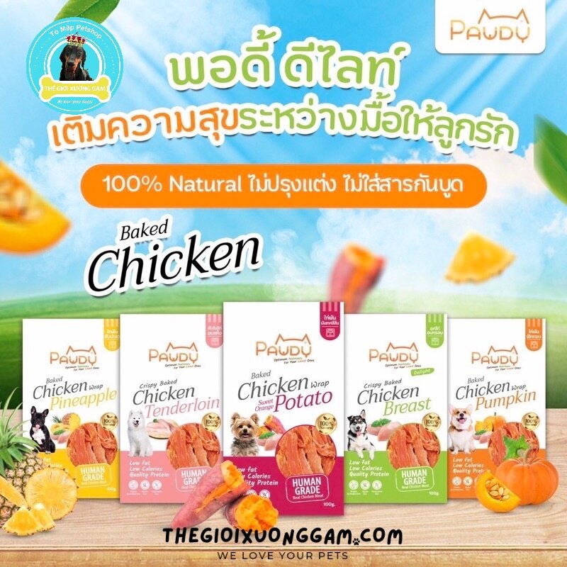 PAWDY ỨC GÀ SẤY MIẾNG GIÒN PREMIUM DELIGHT 100GR