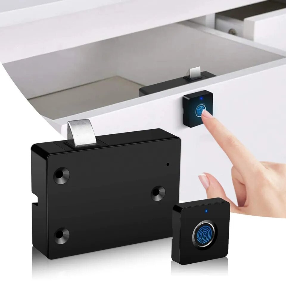 Fingerprint cabinet locks with built-in rechargeable battery