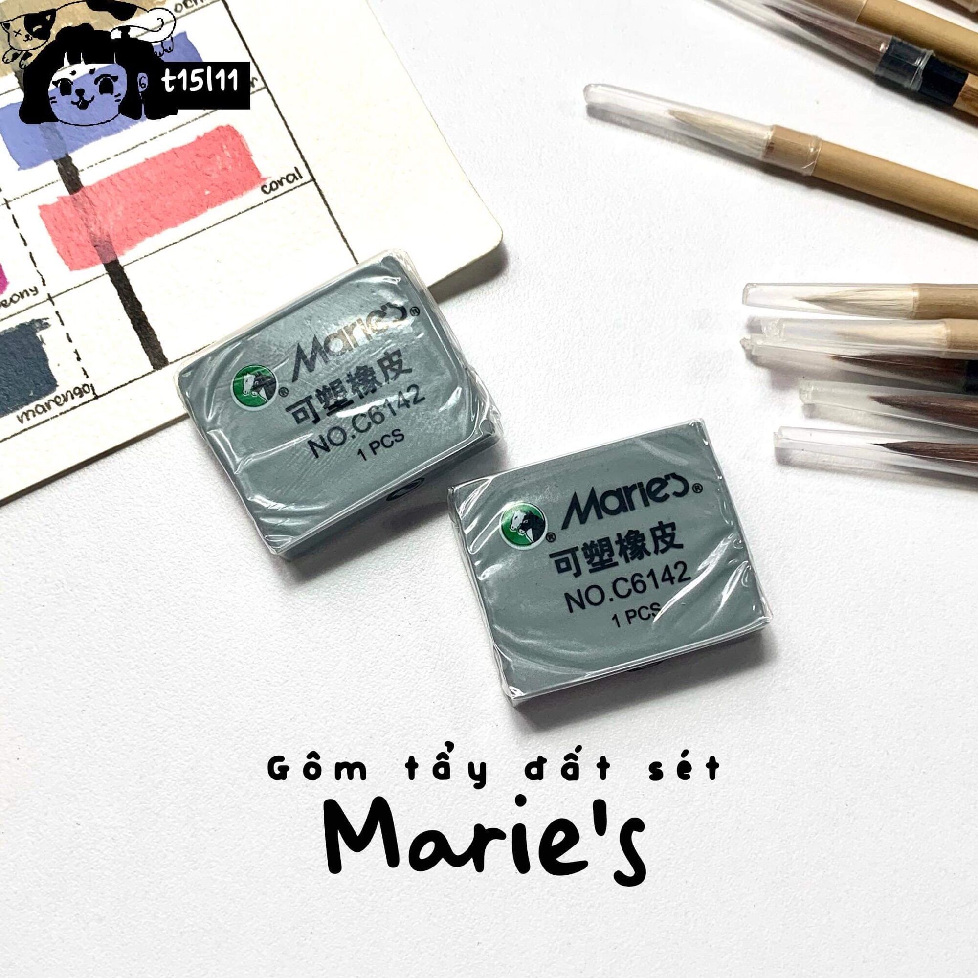 Gôm tẩy ĐẤT SÉT chuyên dụng cho giấy vẽ màu nước KỊ tẩy