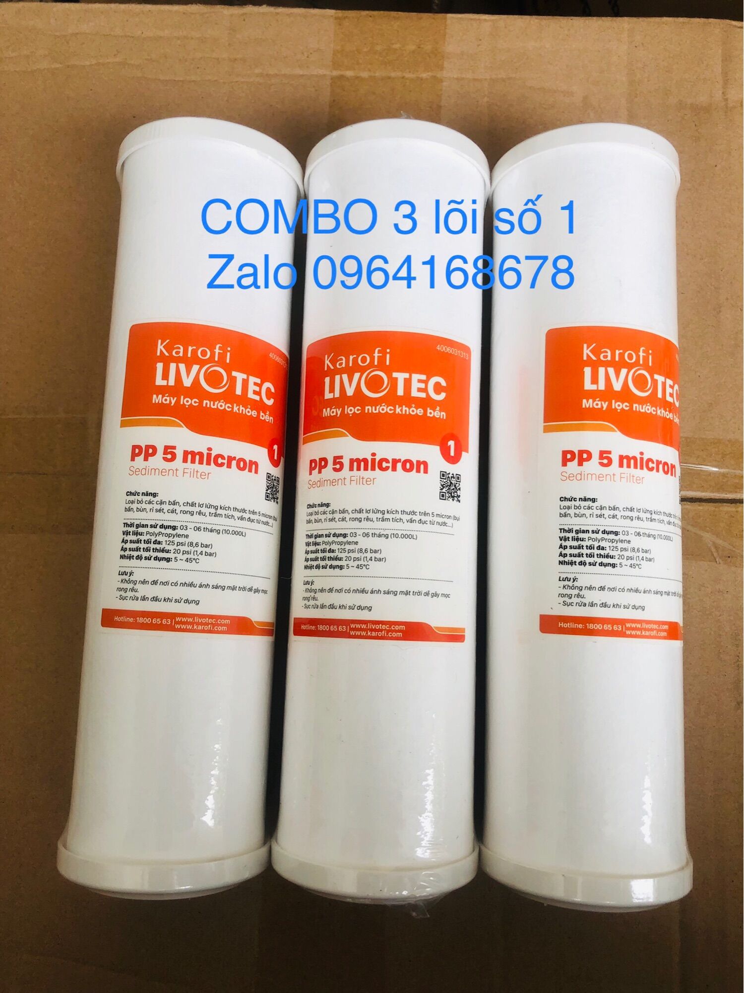 Lõi lọc nước số 1 karofi - Combo 3 lõi lọc số 1 karofi