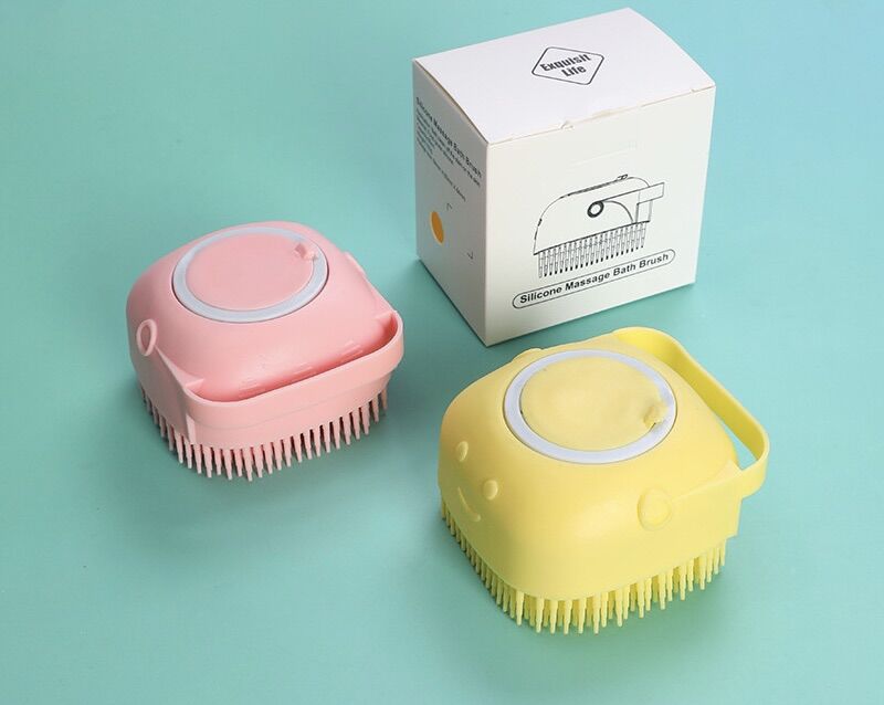 Bàn chải tắm Silicon tạo bọt cho chó mèo, Bàn chải tắm massage cho chó mèo