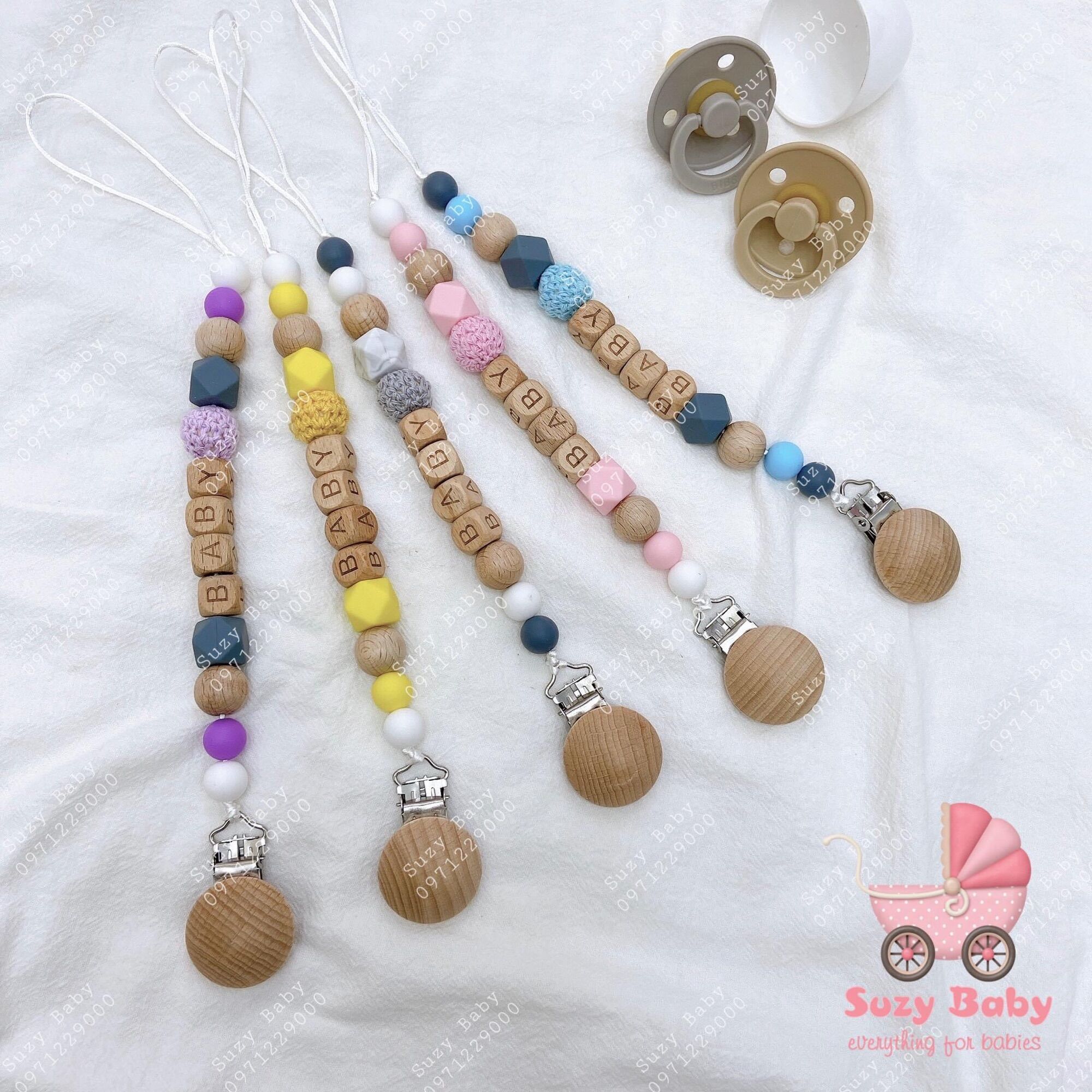Dây kẹp ti giả gỗ vintage cho bé