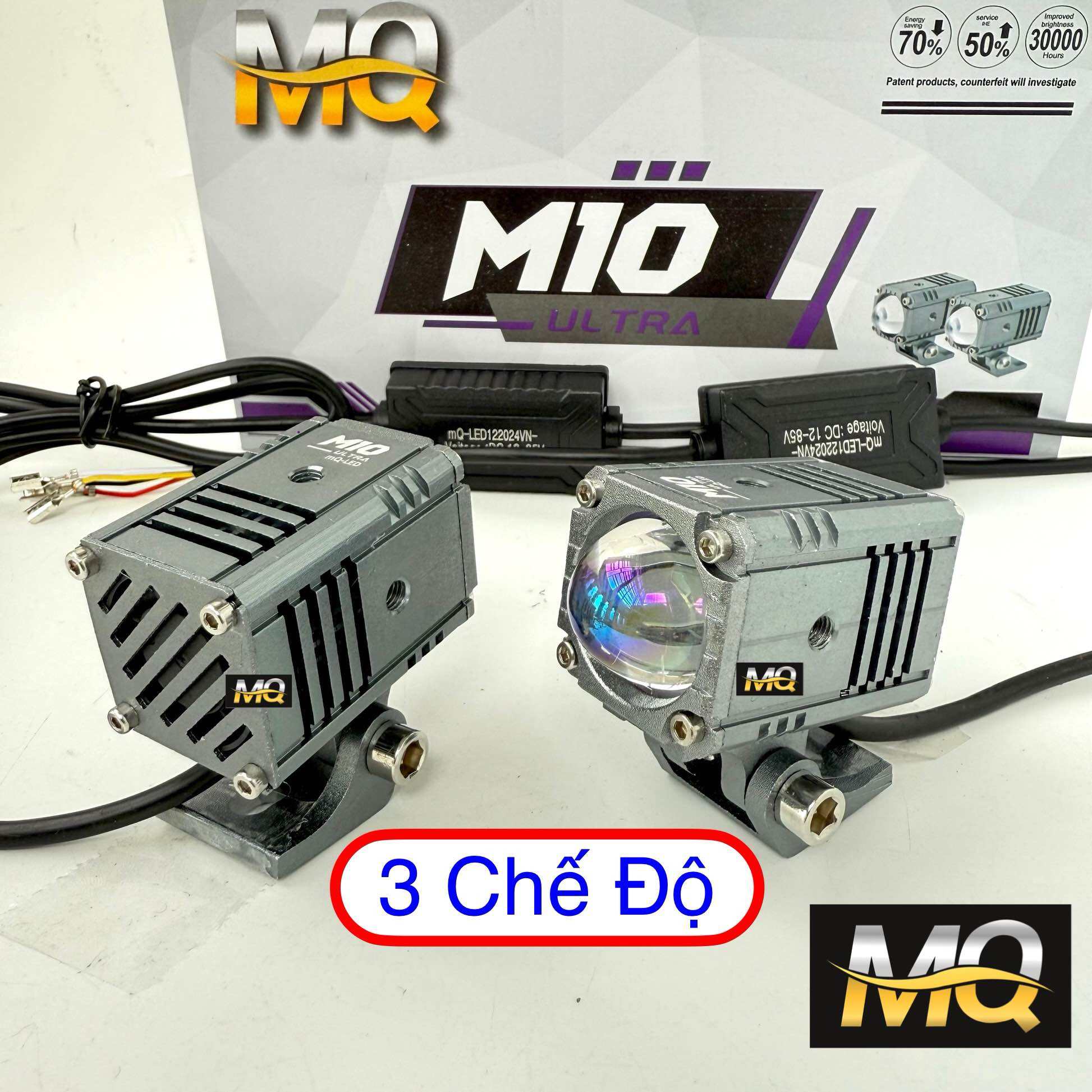 Đèn Trợ Sáng Bi Cầu Mini M10 Ultra Titan mQ-LED & M one+ 3 Chế Độ 12-24v 45w Lắp Ô Tô Xe Máy M3MINI