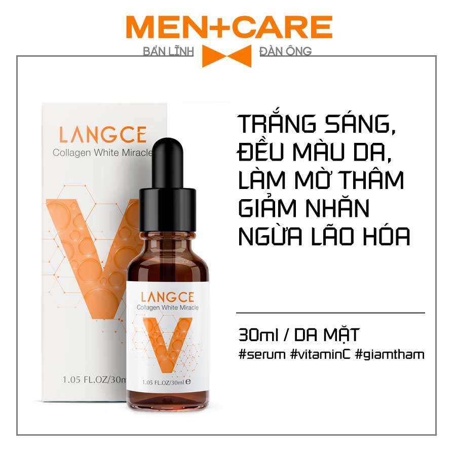 LANGCE COLLAGEN SERUM "V" SÁNG DA, GIẢM THÂM SAU MỤN, NGỪA LÃO HOÁ 30ML CHO NAM