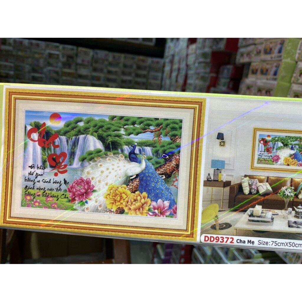 [ Siêu rẻ ] Tranh đính đá Cha Mẹ kích thước 75*50cm