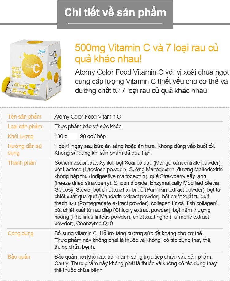 Vitamin C ATOMY HÀN QUỐC 500mg/ 90 gói