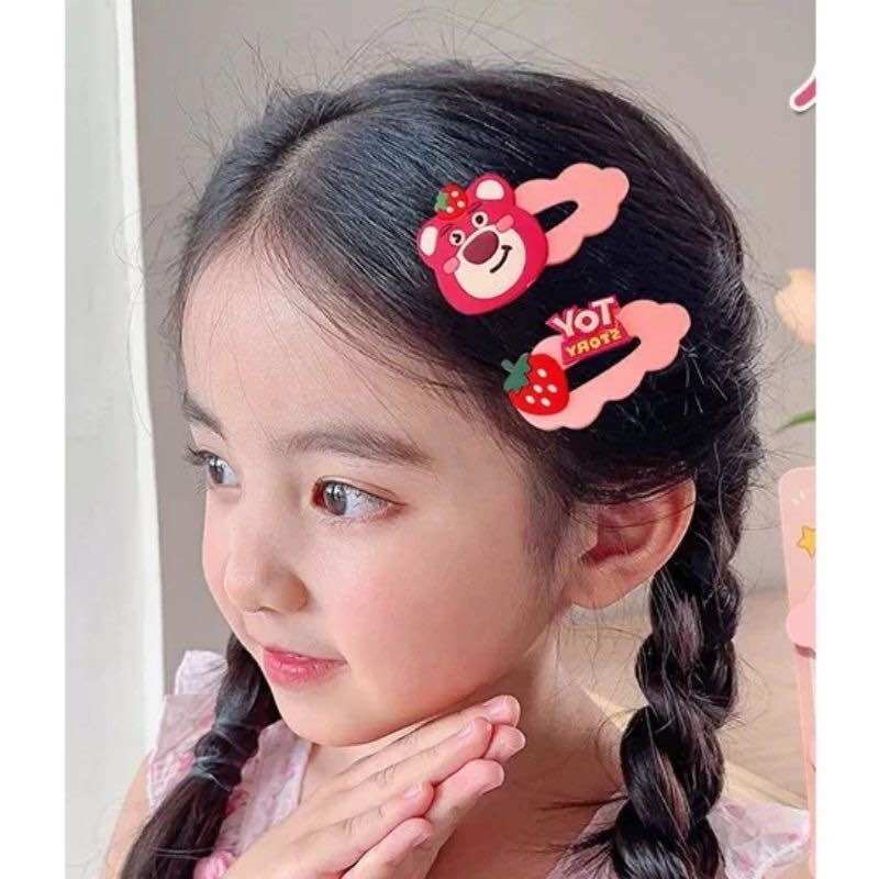 Sét 14 kẹp tóc mái GẤU-DÂU TÂY cho bé