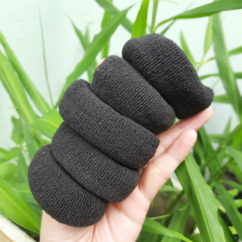 Túi 10 thun cột tóc màu đen trơn (bản 2-3cm)