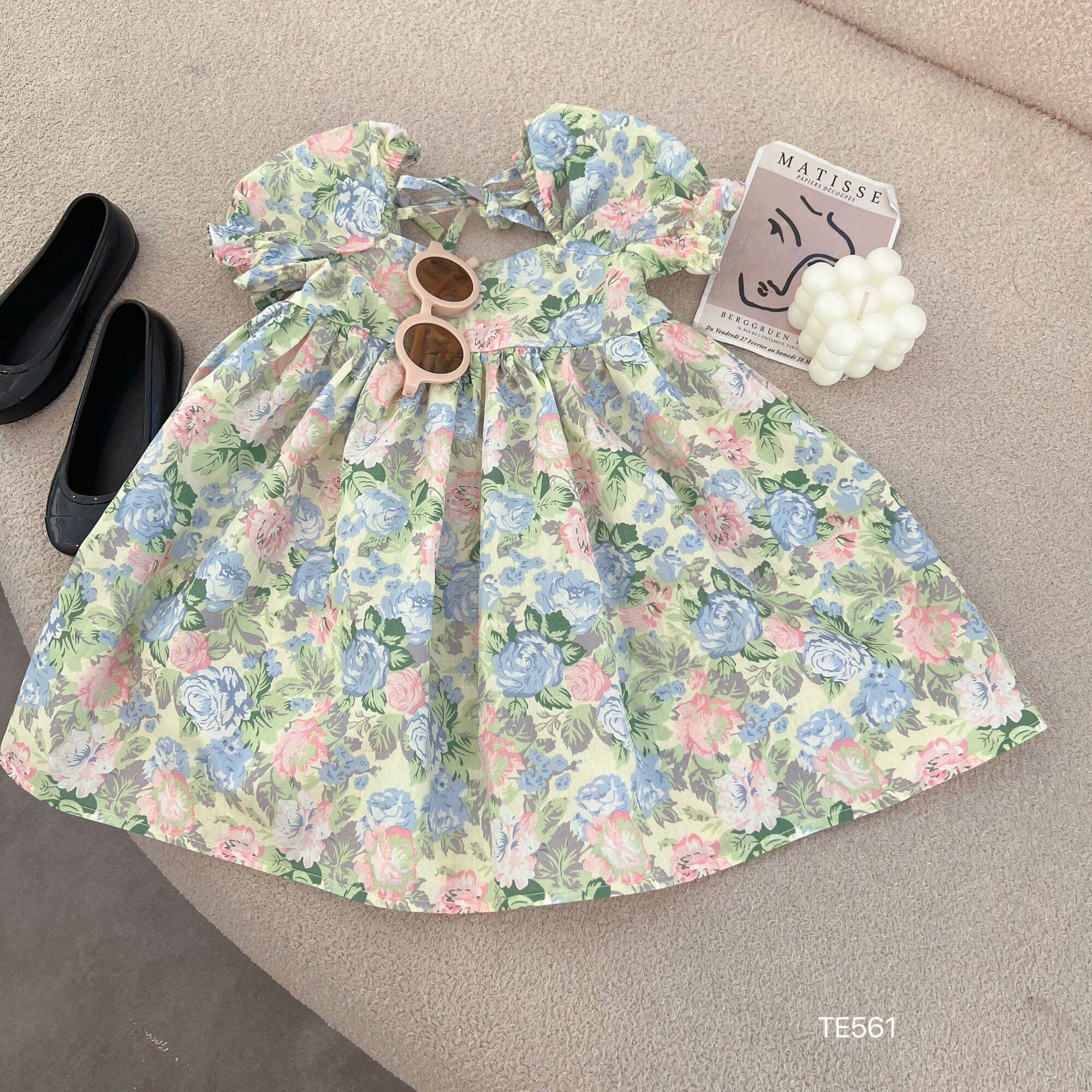 Váy hoa bé gái chất thô hàn mềm mát size 8-18kg