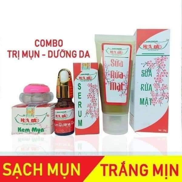 Kem mụn + serum + sữa rửa mặt Hoa Đào