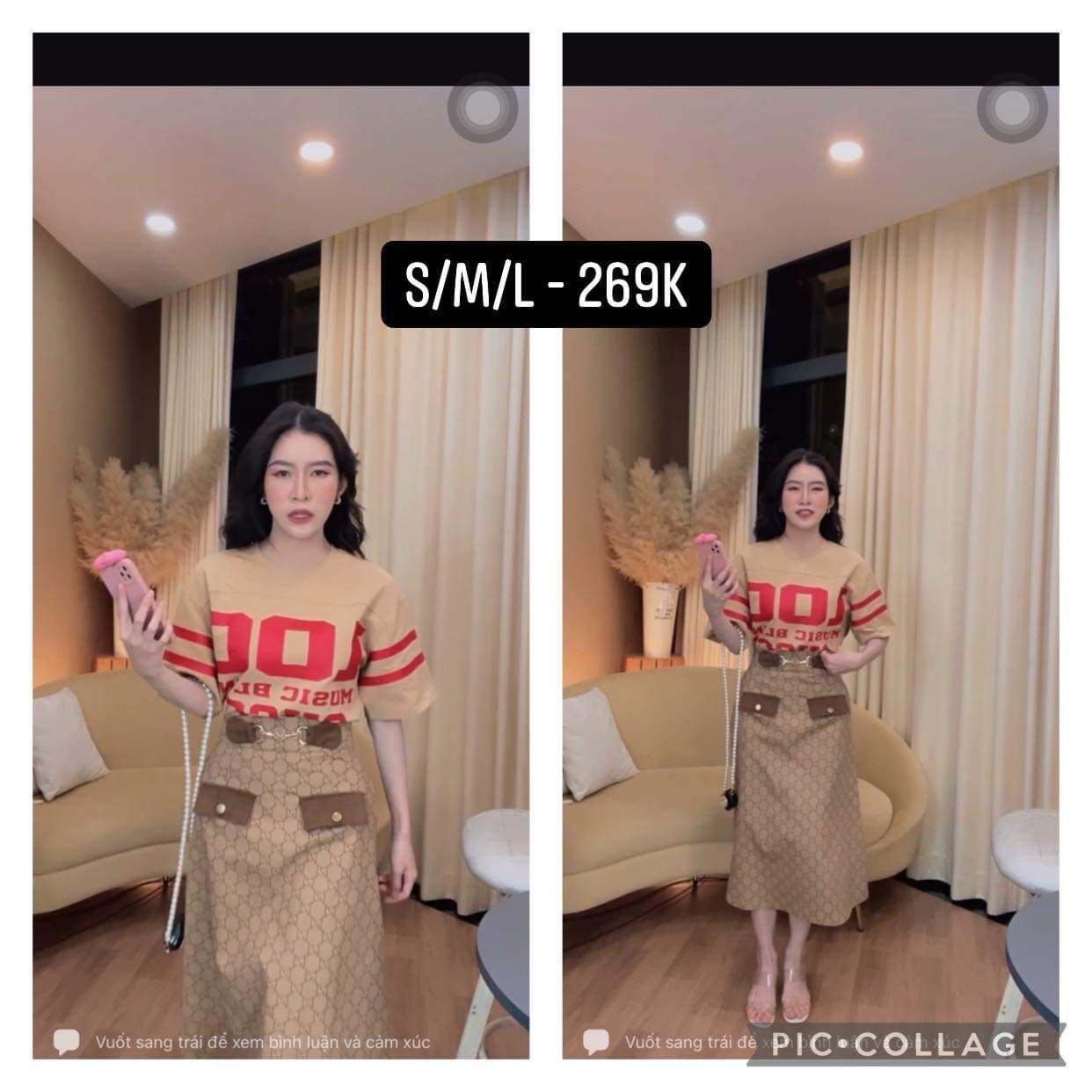 _set áo thun/chân váy hoạ tiết