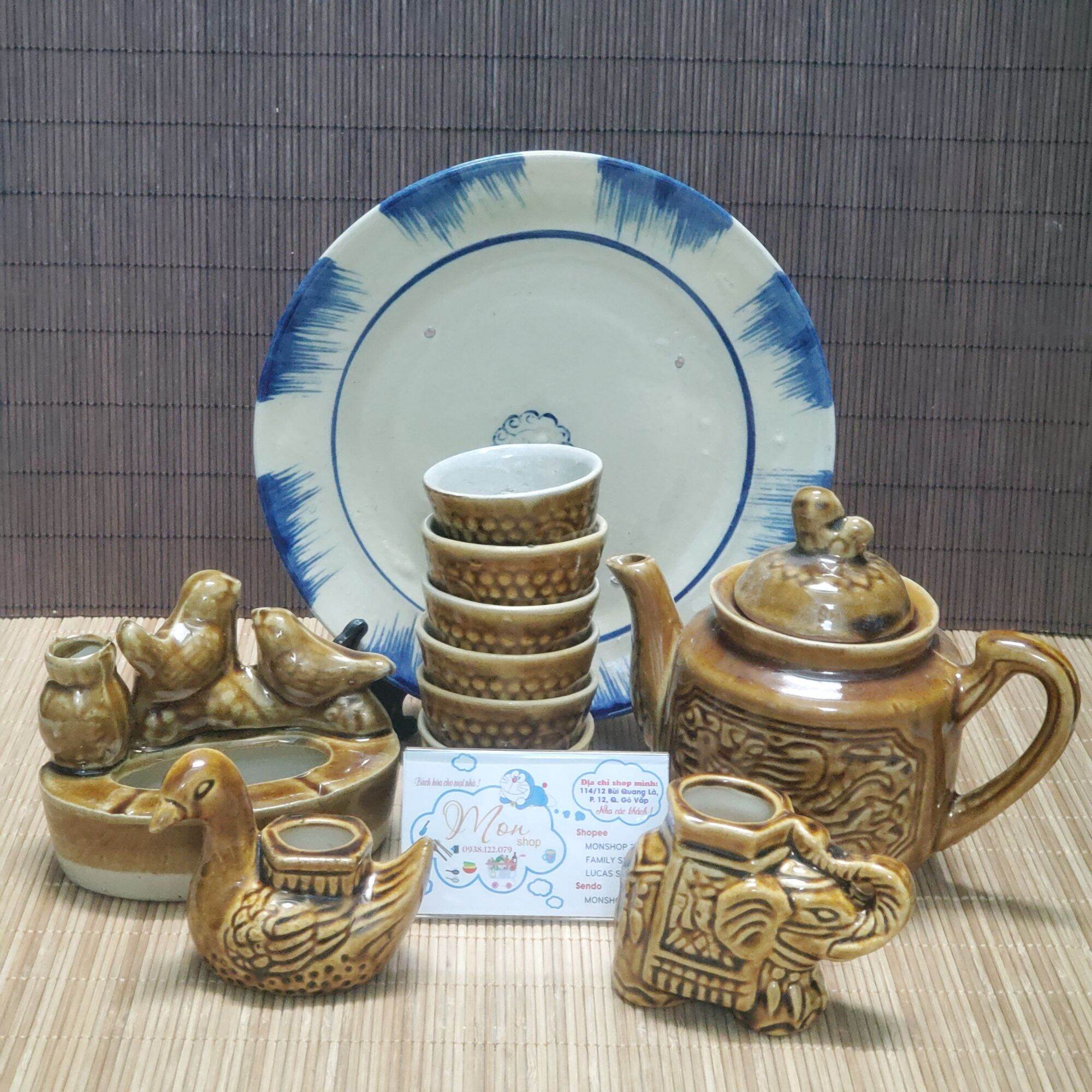[GỐM THÔ]COMBO UỐNG TRÀ XƯA THỦ CÔNG