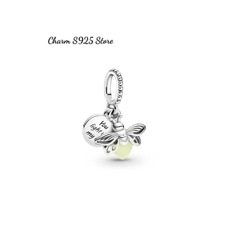 Charm pan ale treo đom đóm phát sáng bạc s925
