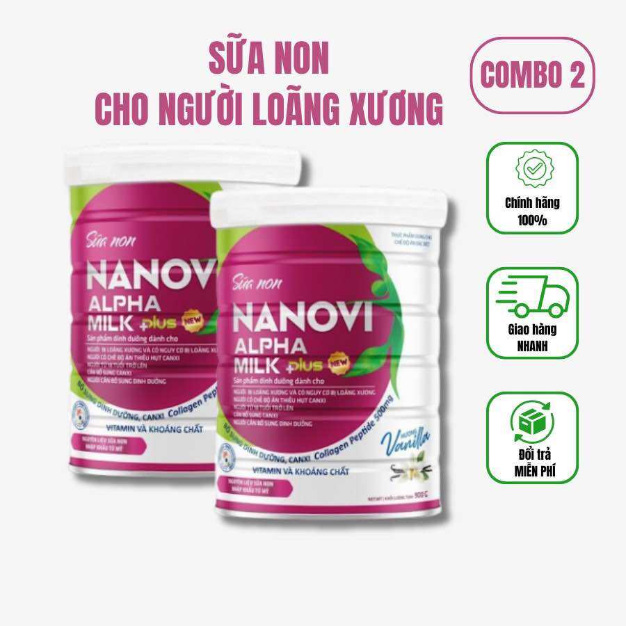 (tặng 1 hộp 900g) Combo 2 hộp sữa non Nanovi Alpha Milk GOL 900g  tăng cường sức đề kháng phục hồi n