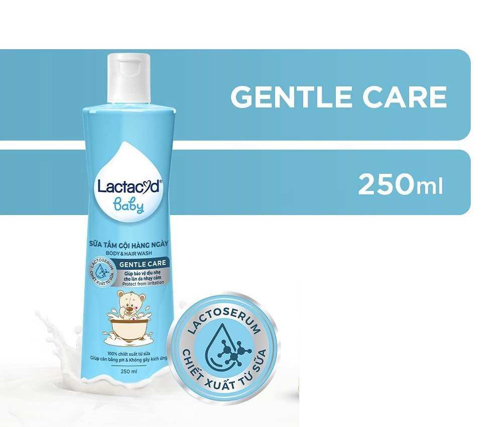 Sữa tắm gội hàng ngày Lactacyd Baby GENTLE CARE chai 250ml