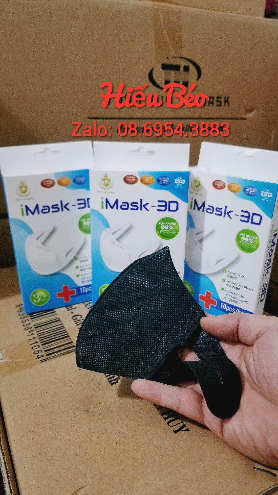Khẩu trang 3d màu đen hộp 10 chiếc