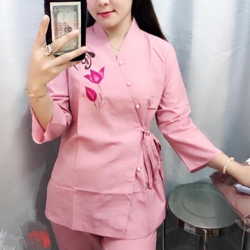 Đồ Lam Đi Chùa 🌸 Mẩu Bà Lai Nhật Vẽ