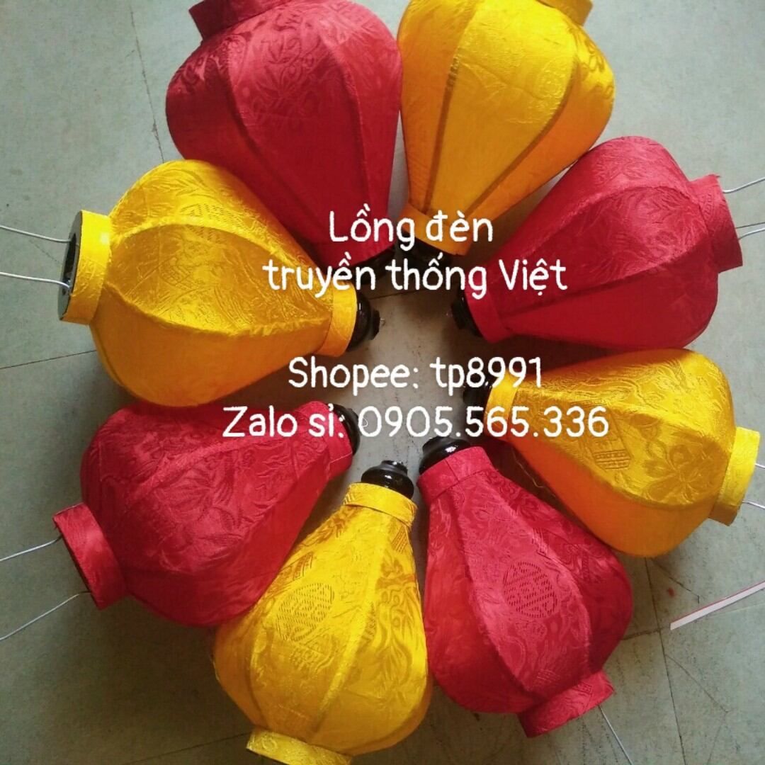 Lồng đèn vải gấm lụa Hội An treo được ngoài trời