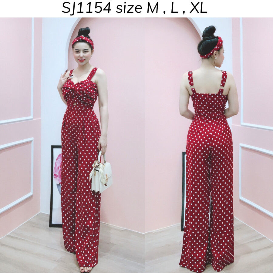 Jumsuit dài 2 dây xoắn ngực