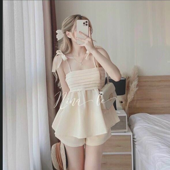(SHOP BIGSIZE nữ 50kg đến 90kg) SET PEPLUM 2 DÂY NƠ