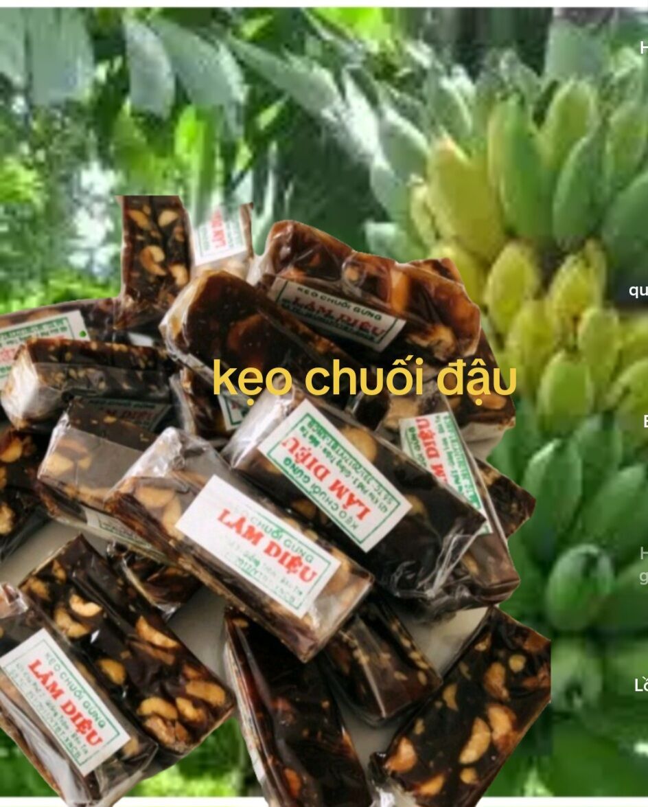 1kg kẹo chuối đậu phộng gừng đặc sản Bến Tre, bánh kẹo Tết