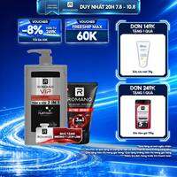 [Tặng kèm sữa rửa mặt 100 ml] Tắm gội 2 trong 1 Romano 2in1 Vip Vision/Passion 650g/chai