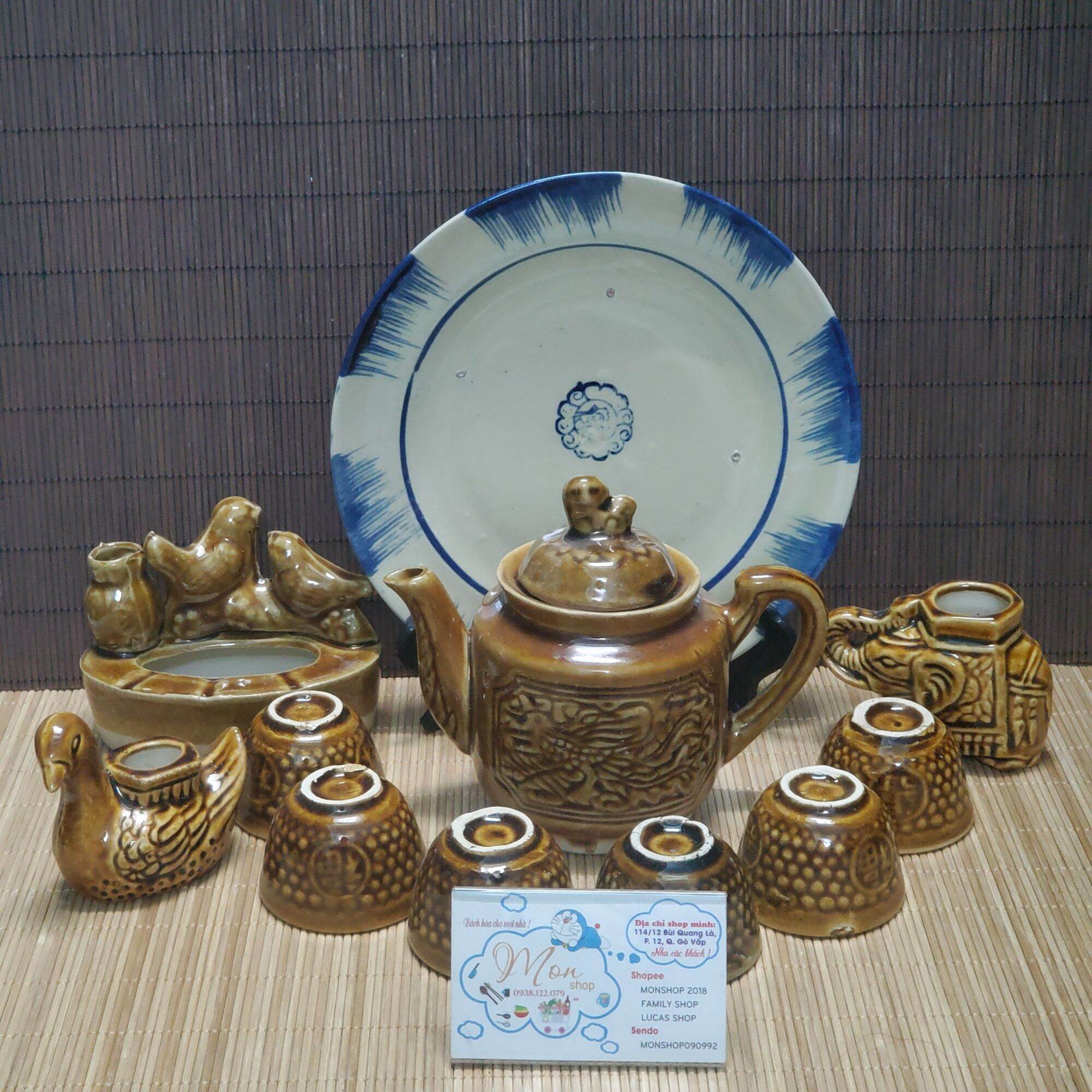 [GỐM THÔ]COMBO UỐNG TRÀ XƯA THỦ CÔNG