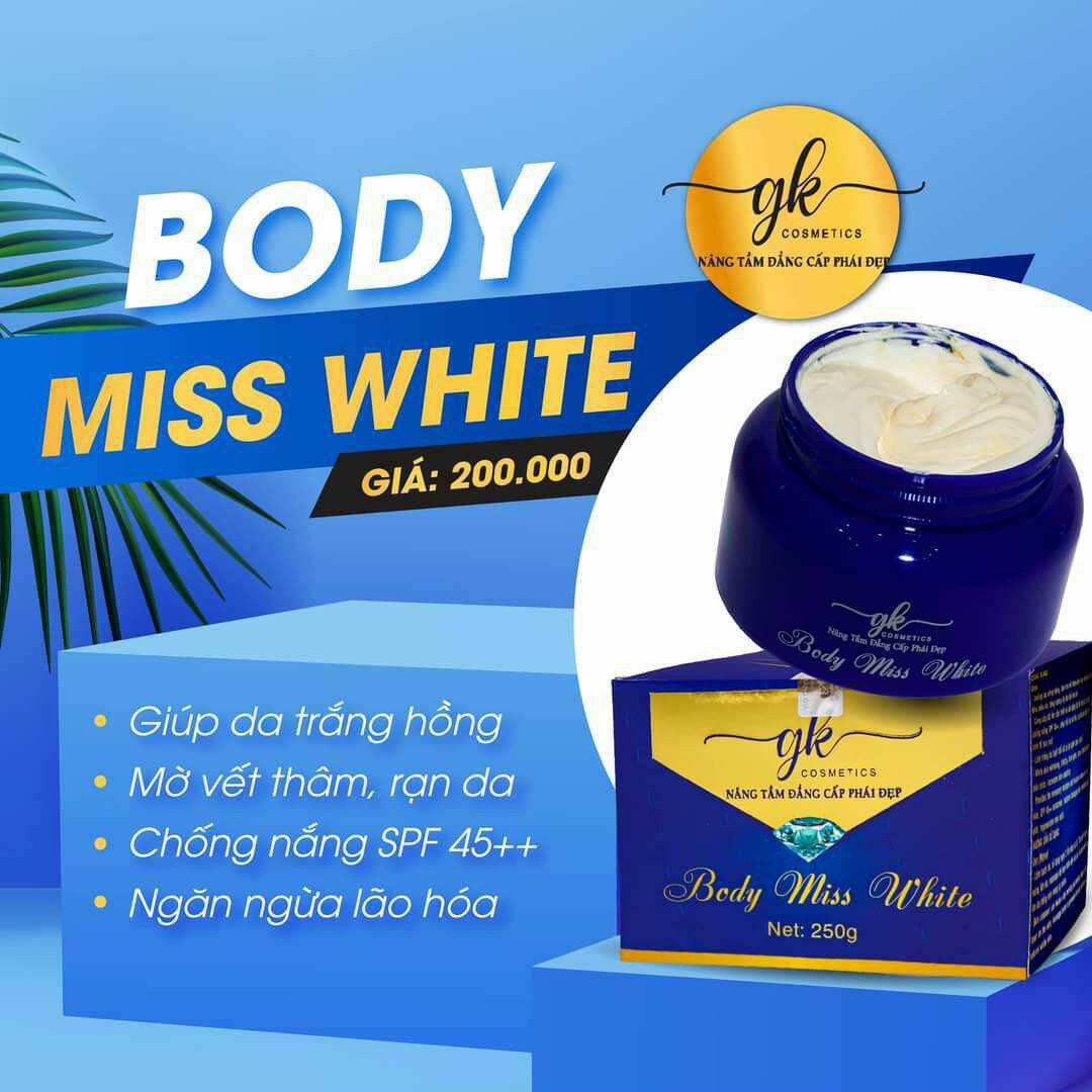 COMBO CHĂM SÓC DA TRẮNG CẤP TỐC SAU 7 NGÀY ( tắm trắng+body miss white+body ủ đêm )