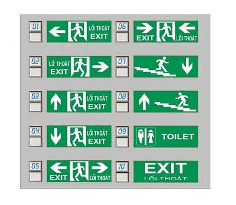 Đèn exit chỉ lối thoát Kentom KT 120 -2 mặt chỉ hướng chính hãng