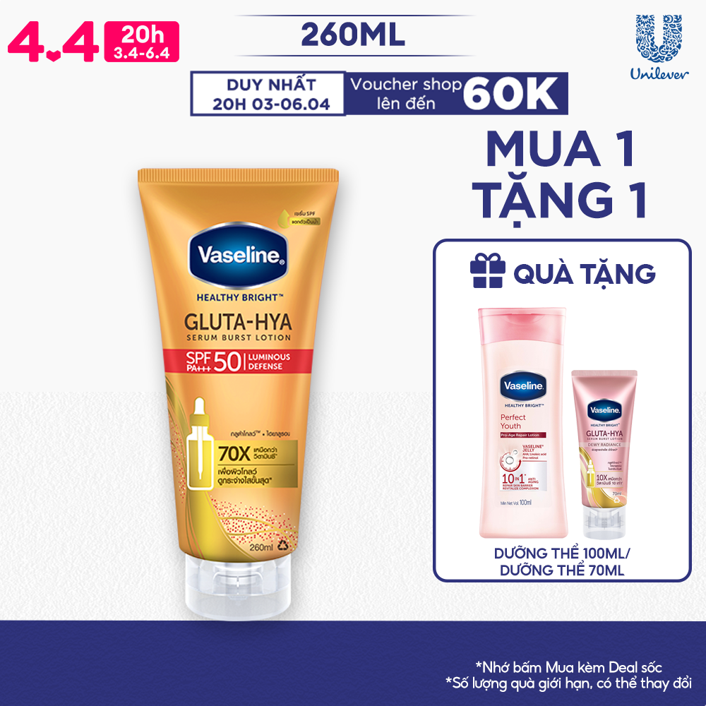 Serum Vaseline Gluta Hya chống nắng Spf50 260ml/150ml