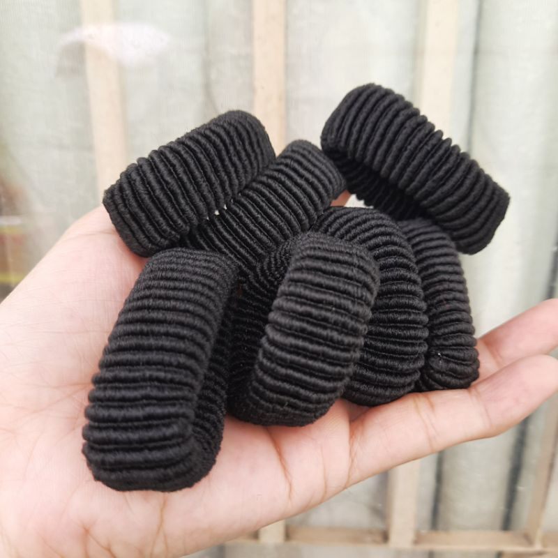Túi 10 thun cột tóc sọc màu đen (bản 1.5cm)