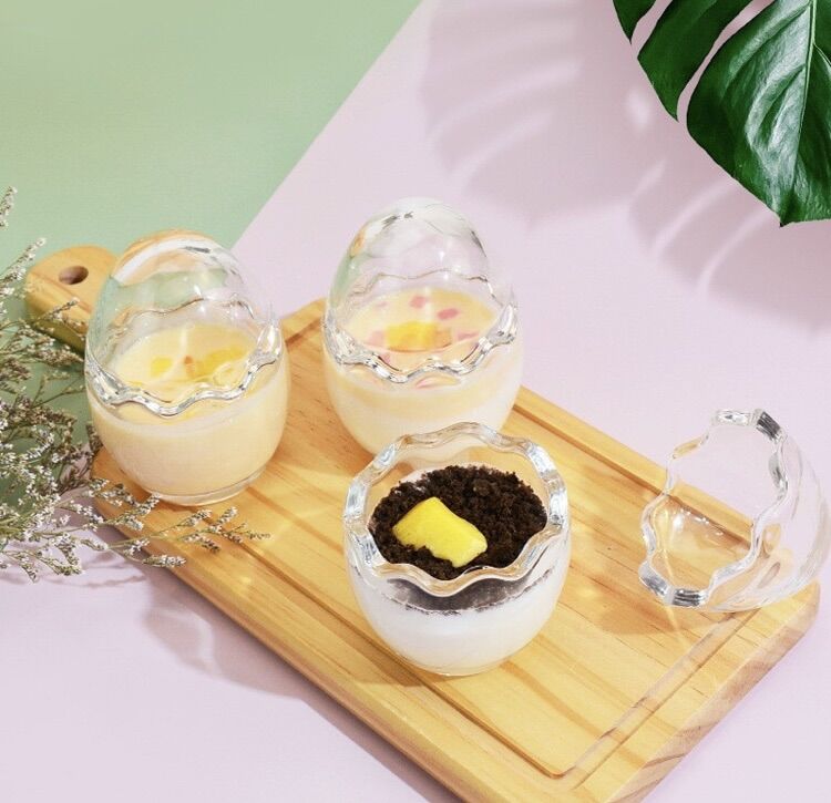 Hủ thủy tinh trứng làm flan pudding bữa phụ cho bé